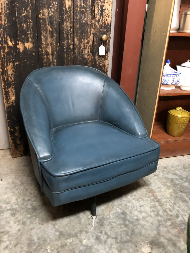 SOLD Mid Century Swivel Barrel Chair